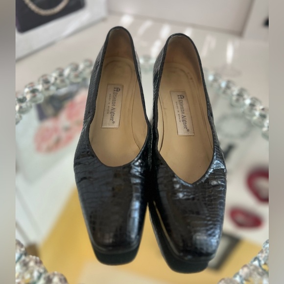 Etienne Aigner Black Croc-Embossed Heels women’s size 8M - Picture 3 of 9